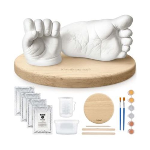 Reve Baby Casting Kit Hands and Feet Mold, 3D Baby Hand Casting Kit 0-9 Months with Wood Base, BPA-Free Baby Keepsake