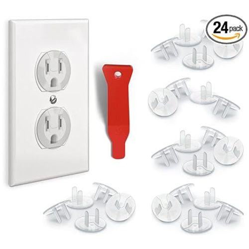 BABY PROOF ME 24 Outlet Covers Baby Proofing, Plug Covers with Removal Tool