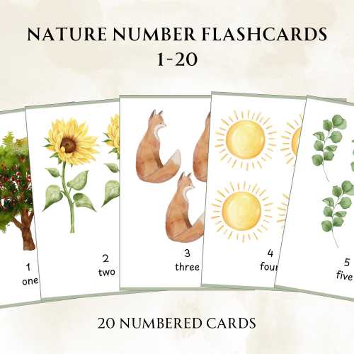 Nature Numbered Flashcards 1-20 | Watercolour Number Cards for Kids | Preschool Learning | Woodland | Toddler Flash Cards |Montessori