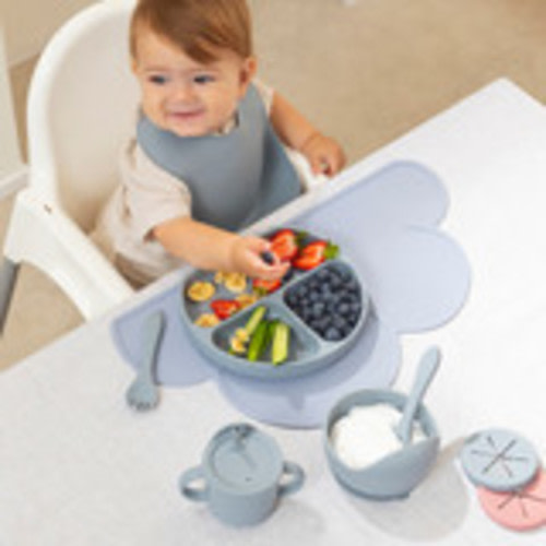Nino Blueberry Blue Silicone Dinner Set - Pillow Talk