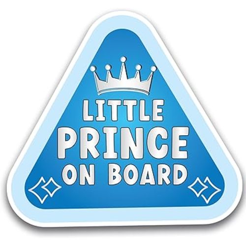 Magnet Me Up Little Prince Baby On Board - Calcomanía magnética para automóvil, duradera, 5 pulgadas, azul, resistente a la intemperie, lindo cartel de seguridad para bebé en automóvil, imán de parachoques, bebé en carretera, fabricado en Estados Unidos