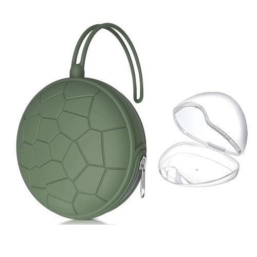 Pacifier Holder Case,BPA Free Portable Pacifier Storage Container,Silicone Baby Pacifier Cover Pouch for Diaper Bag Stroller,Travel Outdoor Activities,Easy to Clean(Green)