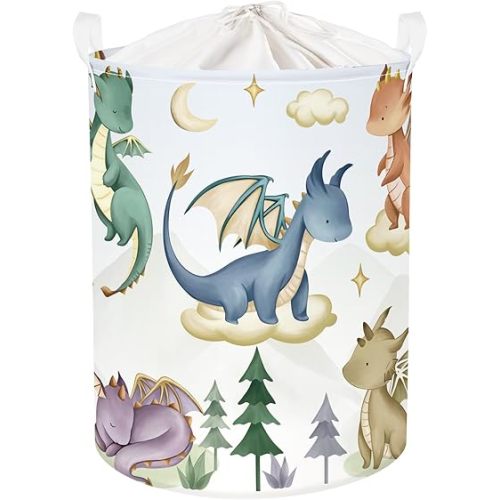 Dinosaur Laundry Hamper Large Storage Basket Cartoon Dino Collapsible Parents Organizer Kids Toy Clothes Bins for Bedroom, Bathroom, Tree, 63L