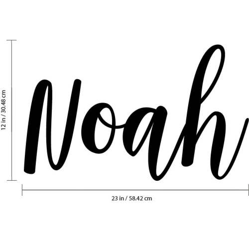 Vinyl Wall Art Decal Boys Custom Name - ’NOAH’ Custom Text Name - 12" x 23" - Little Boys Bedroom Vinyl Wall Decals - Cute Wall Art Decals for Baby Boy Nursery Room Decor (12" x 23"; Black Cursive)