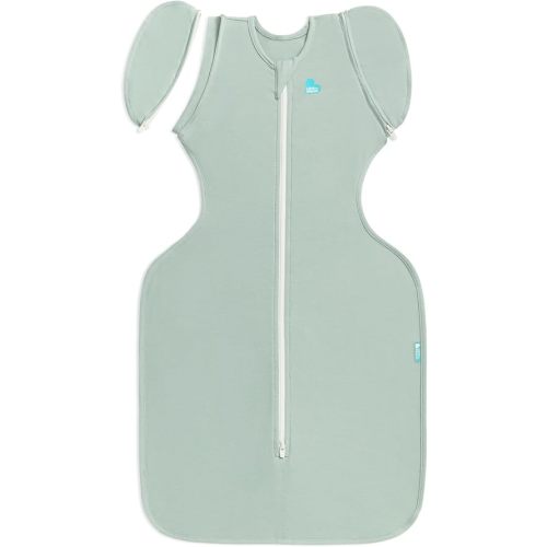 Love to Dream Swaddle Up Transition Bag - Arms Up Position - Light and Ultra Breathable Cotton - Twin Zip - Zip Off Wings - Spring, Summer - Sleep Bag - 0.2TOG - Olive, Medium (6-8.5kg)