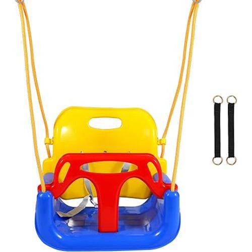 RedSwing 3-in-1 Baby Swing Seat, Toddler Swing, Anti-Flip Snug & Secure Detachable Infants to Teens Kids Swings Seat for Outside Playground, Blue Red