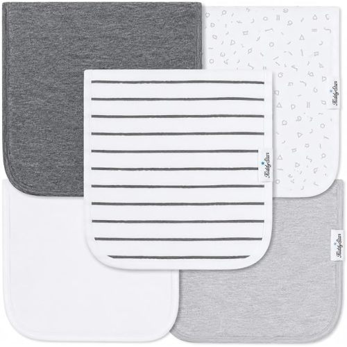 5 Pack Organic Cotton Burp Cloths, Soft 3 Layer Absorbent Towels for Newborn Feeding & Spit Up