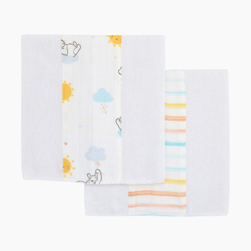 NoJo Baby 100% Cotton Muslin Burp Cloths (2 Pack) - Yellow