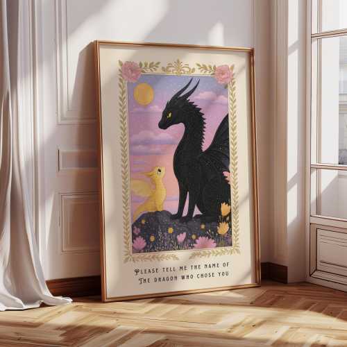 Dragon Book Print, Fantasy Bookish Wall Art, Book Lover Gift, Dragon Art, Book Quote, Please tell me the name of the dragon who chose you