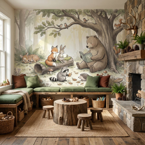 Lark Manor™ Whimsical Forest Wallpaper Cheerful Woodland Wall Mural | Wayfair