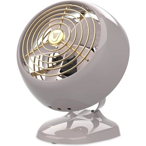 Vornado VFAN™ Mini Classic Vintage Metal Desk Fan, 2-Speed, Adjustable Tilt, Personal Air Circulator for Bedroom, Office, Dorm Room, Portable Quiet, Driftwood