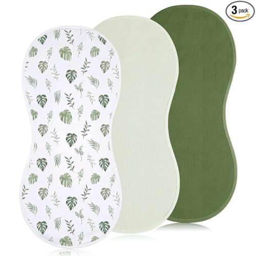 Hahafelt 3 Pcs Baby Changing Pad Liners,Natural Style,Green