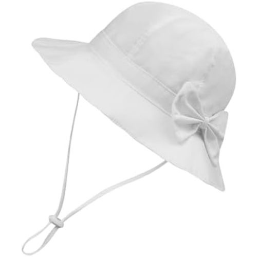 Baby Sun Hat UPF 50+ Bucket Hat with Cute Bow for Girls 0-5 Years 1 Pack 2 Pack