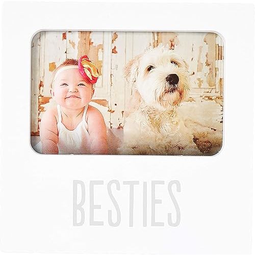 Kate & Milo Besties Keepsake Photo Frame, Best Friends Keepsake Baby and Pet Frame, Gender-Neutral Nursery Décor, Baby Accessory for New and Expecting Parents, White
