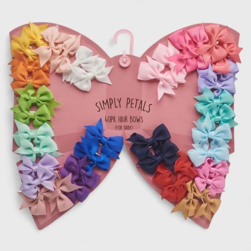 Simply Petals 40-Pack Butterfly Themed Baby Hair Bow Set - Assorted Baby Bows for 0-12 Months, Colorful Clips for Infants, Girl, 40pcs