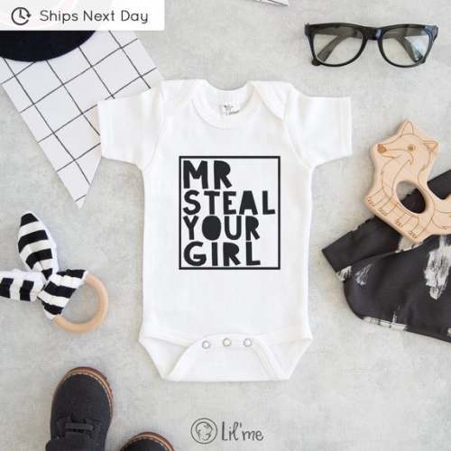 Funny Baby Boy Onesie® - Mr steal your girl Baby boy Onesie® - Cute hipster Baby Onesie®