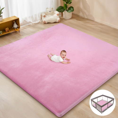 babyeap Baby Play Mat,50"x50" Playpen Mat,1.3" Extra Thick Crawling Mat for Floor Cushion,Removable Washable Cover Playmat for Babies Toddlers Infant,Pink