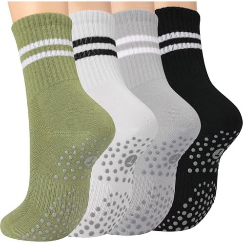 Women's Grip Pilates Crew Socks, Non Slip Yoga Barre Sticky Socks