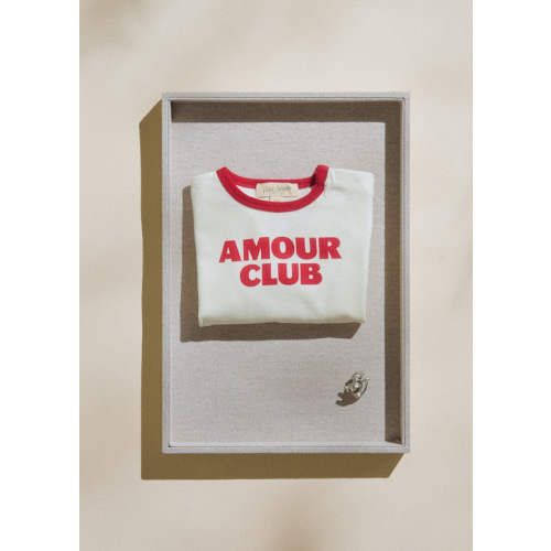 Amour club Bébé T-Shirt - Ecru / Red