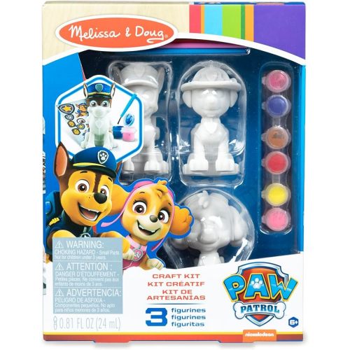 Melissa & Doug PAW Patrol Craft Kit - 3 Decorate Your Own Pup Figurines for Boys and Girls, PAW Patrol Painting Set, Activity for Birthday Parties, Ages 6+