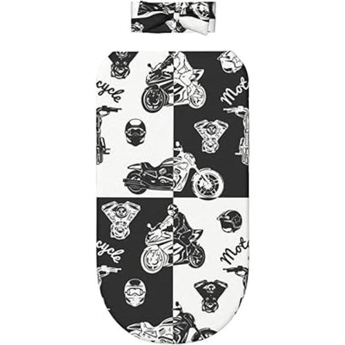 Motorcycle Club Newborn Baby Swaddle Blankets Headbands Sets Soft and Breathable Nursery Shower Gift Set for Baby Boy and Baby Girl