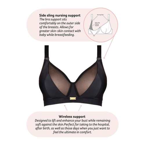 Flawless Full Cup Plunge Nursing Bra - Black
