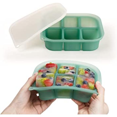 haakaa Silicone Baby Food Tray - Breastmilk Homemade Baby Food Mold - Baby Fresh Food Freezer Tray - Ice Cube Tray - - 4m+ Baby Toddler Kid - Pea Green