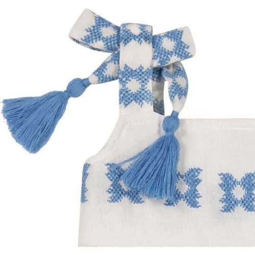 Zoe Baby Romper White Blue Embroidery, Blue