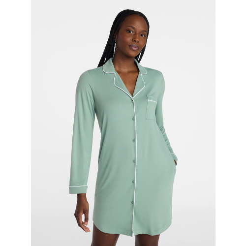 Joyspun Women's Dreamy Soft Collection Long Sleeve Sleepshirt, Sizes S-4X