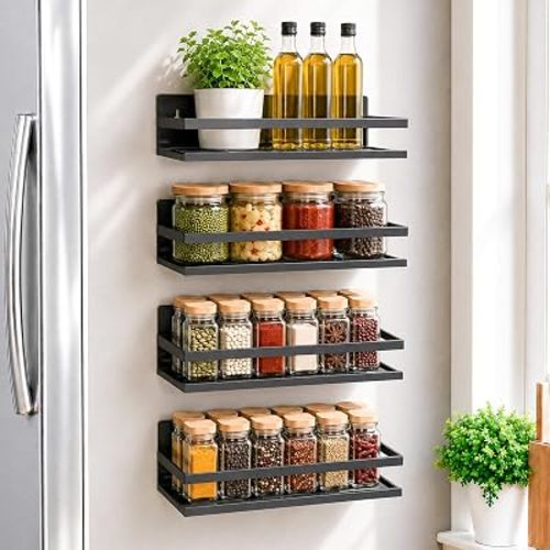 SMRCAD 4 Pack Metal Magnetic Spice Rack for Fridge – Heavy-Duty