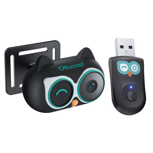 OTTOCAST Cabin Care Wireless CarPlay Adapter with Rear Seat Camera 1080P HD Baby Pet Monitor Night Vision Split Screen Plug Play for Factory Wired CarPlay Cars