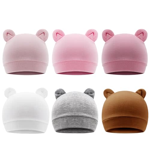 DRESHOW BQUBO 6 Pack Baby Hats for Boys Girls Unisex Baby Hat Soft Knit Cap Nursery Beanie for Newborn Infant Toddler Kid