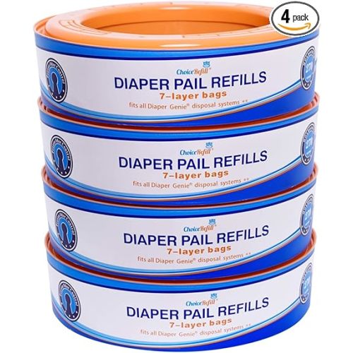 Compatible with Diaper Genie Pails, 4-Pack, 1300count