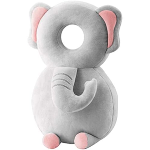 Baby Head Protector, Toddlers Head Safety Pad Cushion, Adjustable Toddlers Head Safety Pad Cushion Backpack, Baby Back Protection for Crawling & Walking, for Age 4-24Months (Gray-Elephant)