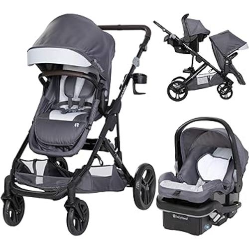 Baby Trend Morph Single to Double Modular Stroller Travel System with EZ-Lift™ Plus Infant Car Seat, Dash Grey