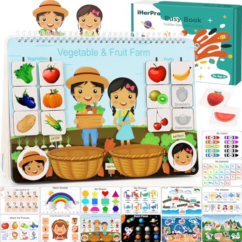 Busy Book for Toddlers, Montessori Toys for 3 4 5 6 Years Old, Autism Sensory Educational Toys, Toddler Preschool Learning Activity Binder and Early Books - for Boys & Girls Develops Fine Motor Skills