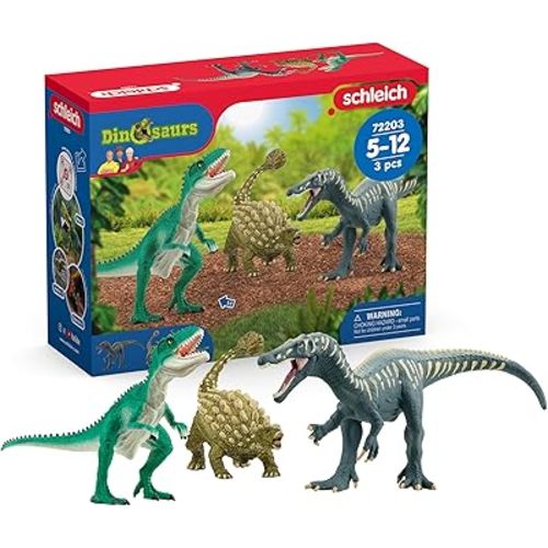 Schleich Dinosaurs - Attack of The Dinosaurs Trio Playset - Dinosaur Toys for Boys and Girls - Dino Figurines for Kids Ages 5+