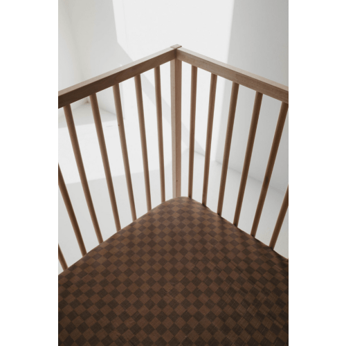 Muslin Crib Sheet | Faded Brown Checkerboard