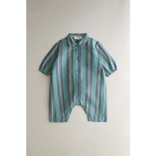 BABY STRIPED FOOTED ROMPER - Blue | ZARA United States