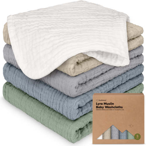 Lyra Muslin Baby Washcloths - Slate / 5-Pack