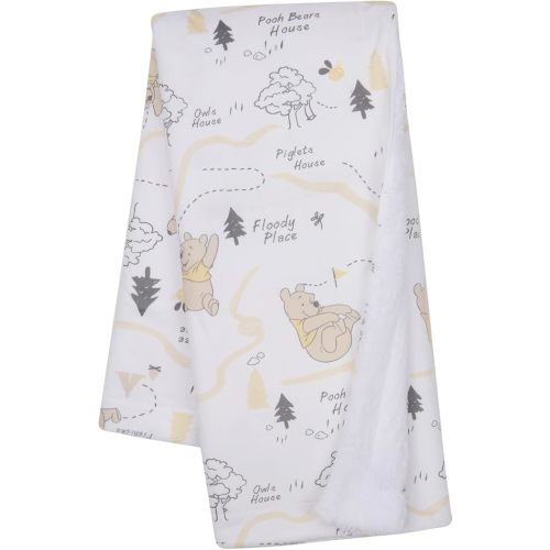 Lambs & Ivy Disney Baby Pooh and the Hundred Acre Woods White Baby Blanket