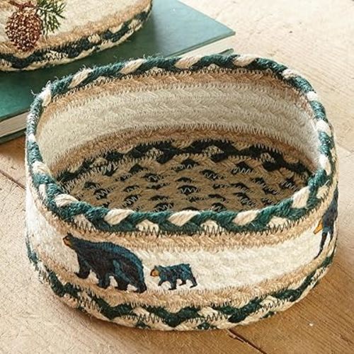 Black Forest Decor Bears Braided Basket