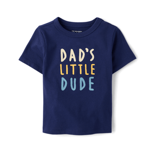 Baby And Toddler Boys Dad's Little Dude Graphic Tee - Blue