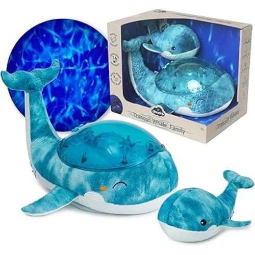 Cloud B Ocean Projector Nightlight with White Noise Soothing Sounds | Adjustable Settings and Auto-Shutoff | Tranquil Whale Family - Blue