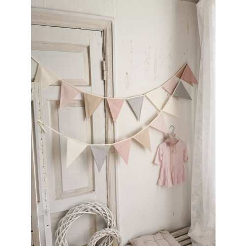 Pastel bunting banner, Triangle bunting, Pennant chain, Wimpelkette fur kinder, Cotton flags, Party decor, Decoration for baby girl shower