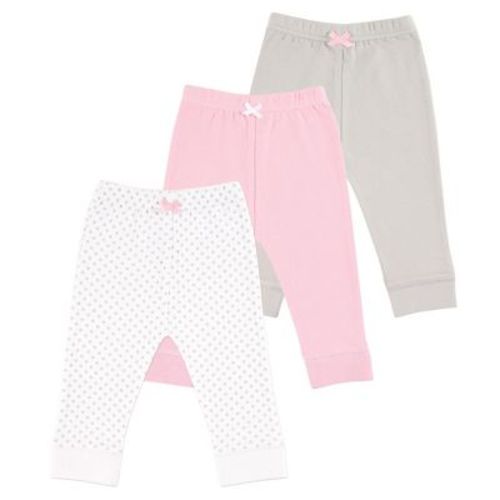 Luvable Friends Basics Infant Baby Everyday Cotton Pants 3-Pack, Pebble Dot, 0-3 Months