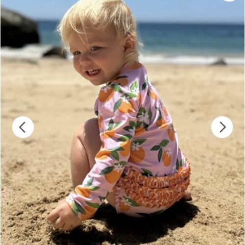 Novelty Long Sleeve One Piece Rash Guard Swim Suit with Ruffles