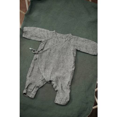 Natural Linen Baby Wrap Romper, Comfortable Newborn Outfit with Secure Clasp Fastening and Soft Breathable Feel