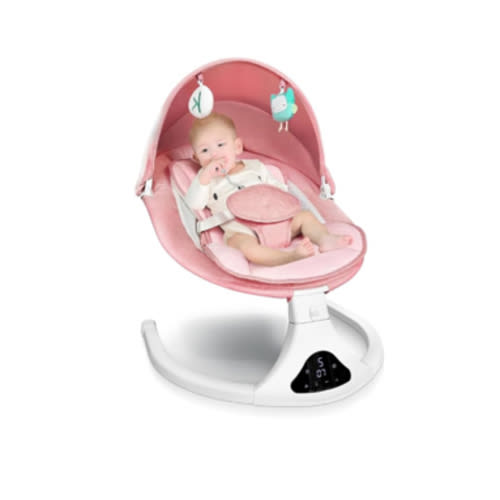Electric Baby Swing for Infants to Toddler| Portable Infant Swing with Remote Control, Swing with 5 Speeds, 3-Point Harness for Baby Boy Girl (Pink)