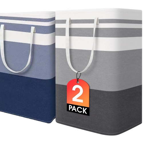 Laundry Basket,2-Pack 75L Large Collapsible Laundry Hamper,Waterproof Clothes Hamper with Reinforced Handles for Dorm Clothes Toy Storage(Grey, 75Lx2)